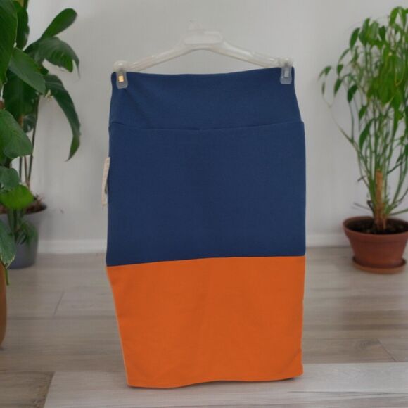 NWT Small LulaRoe Cassie Maxi Skirt Blue Orange Colorblock NEW 🌍5/$10🌏 - Picture 1 of 6